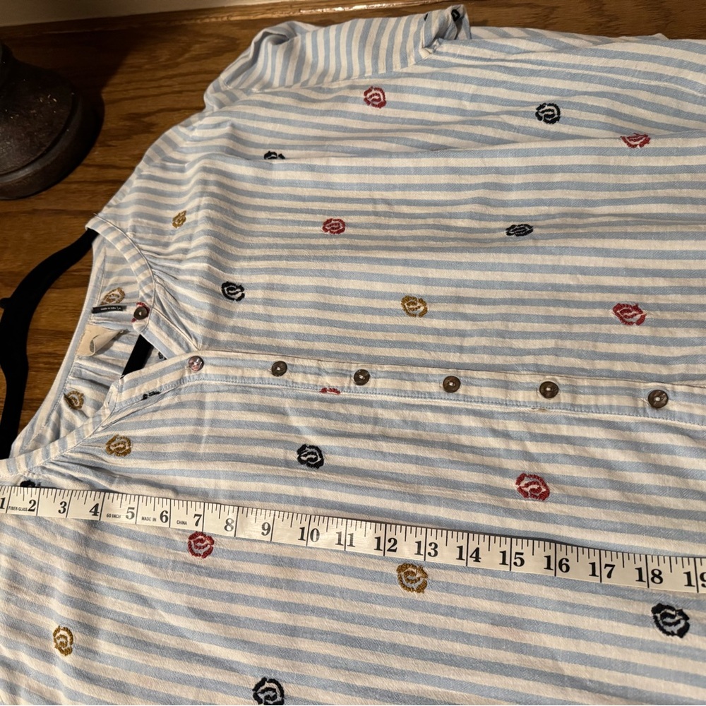 Anthropologie Akemi + Kin Stripe
Button-Up Blouse with Embroidered Accents - Picture 8 of 9